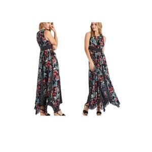 Bila womens maxi dress floral print sz XXL sleeveless asymmetrical hem boho